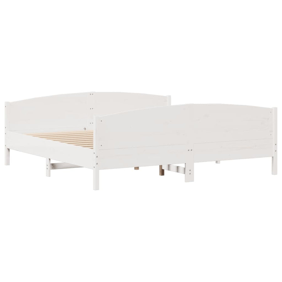 Bedframe zonder matras massief grenenhout wit 160x200 cm