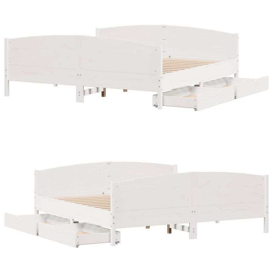 Bedframe zonder matras massief grenenhout wit 160x200 cm