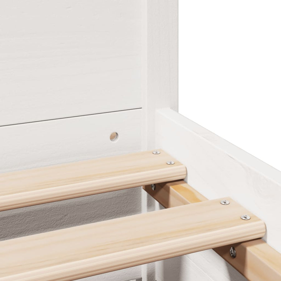 Bedframe zonder matras massief grenenhout wit 160x200 cm
