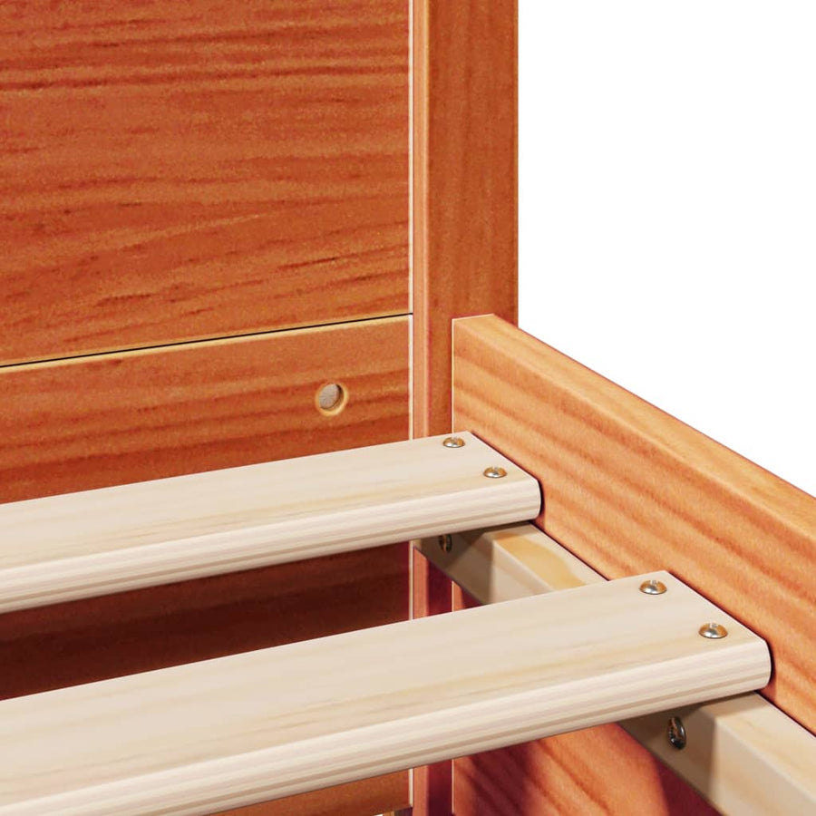 Bedframe zonder matras massief grenenhout wasbruin 160x200 cm