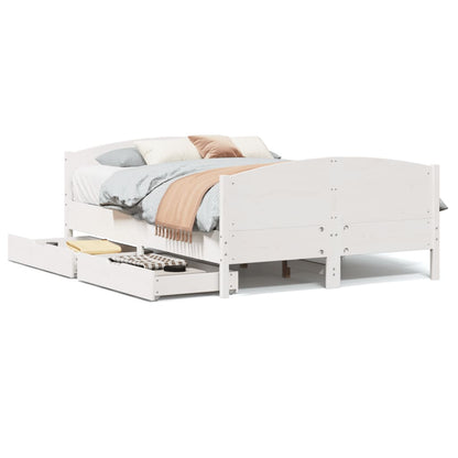 Bedframe zonder matras massief grenenhout wit 150x200 cm