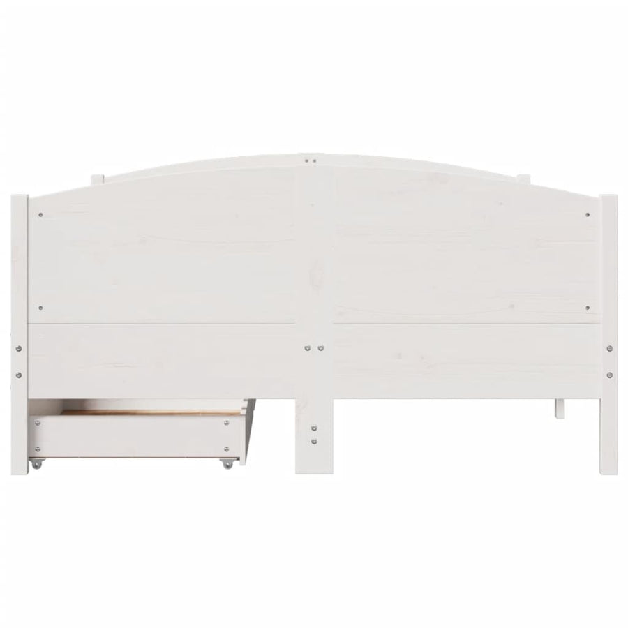 Bedframe zonder matras massief grenenhout wit 150x200 cm