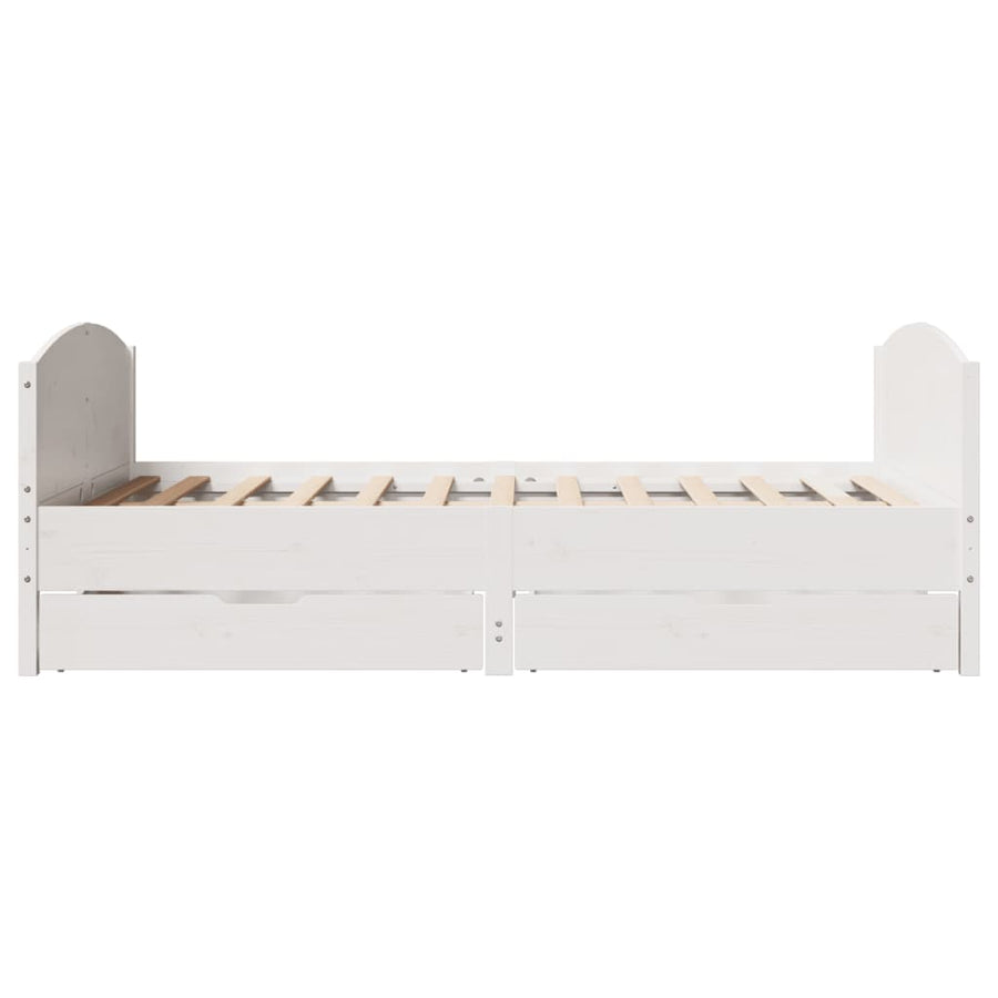Bedframe zonder matras massief grenenhout wit 150x200 cm
