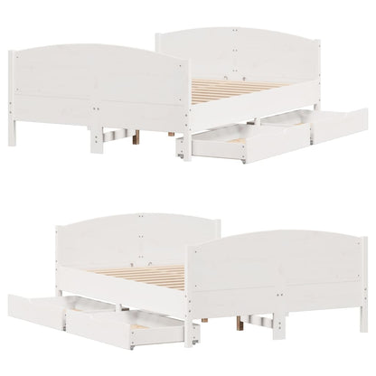 Bedframe zonder matras massief grenenhout wit 150x200 cm