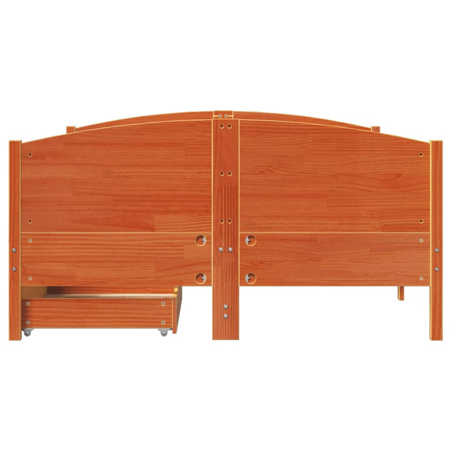 Bedframe zonder matras massief grenenhout wasbruin 150x200 cm