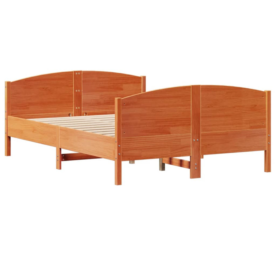 Bedframe zonder matras massief grenenhout wasbruin 150x200 cm