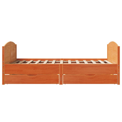 Bedframe zonder matras massief grenenhout wasbruin 150x200 cm