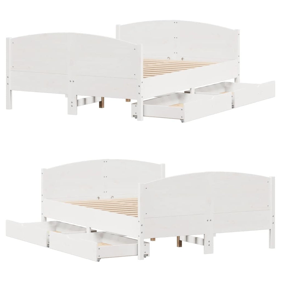 Bedframe zonder matras massief grenenhout wit 140x200 cm