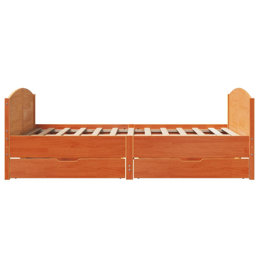 Bedframe zonder matras massief grenenhout wasbruin 140x200 cm