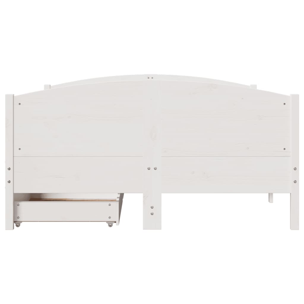 Bedframe zonder matras massief grenenhout wit 120x200 cm