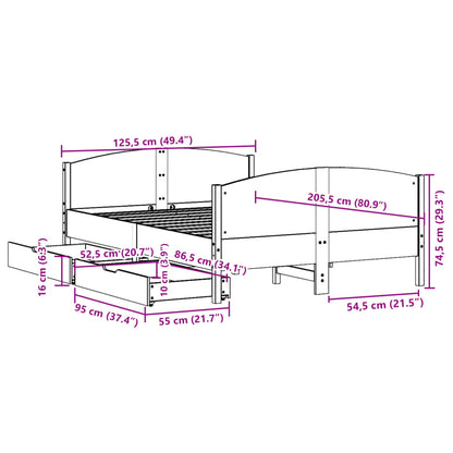 Bedframe zonder matras massief grenenhout wasbruin 120x200 cm
