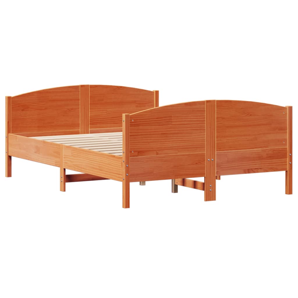 Bedframe zonder matras massief grenenhout wasbruin 120x200 cm