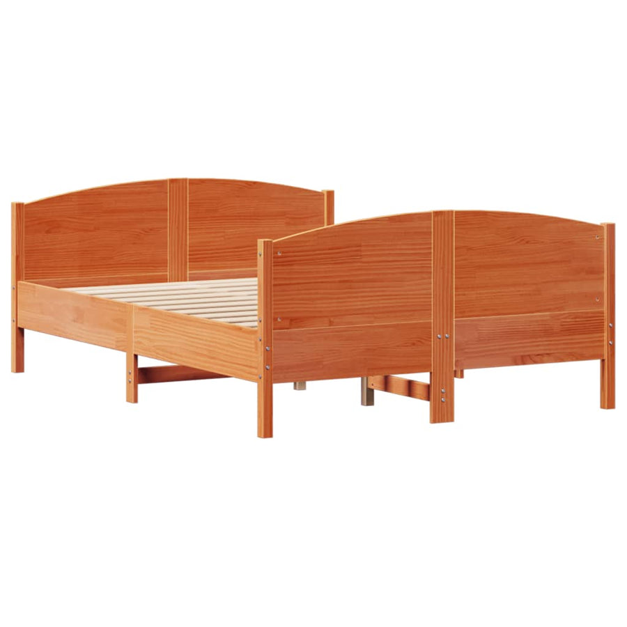 Bedframe zonder matras massief grenenhout wasbruin 120x200 cm