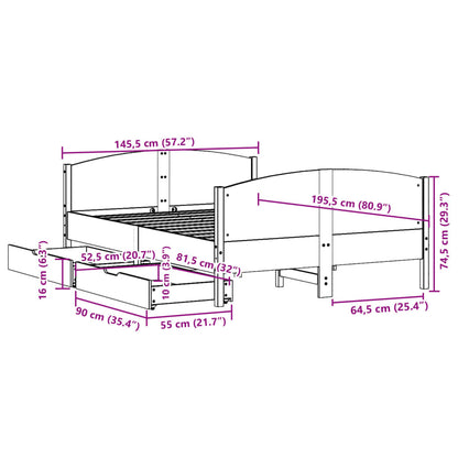 Bedframe zonder matras massief grenenhout 140x190 cm