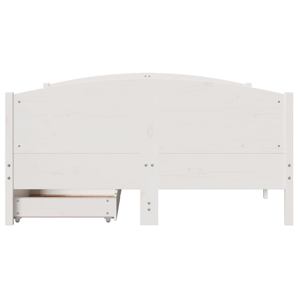 Bedframe zonder matras massief grenenhout wit 140x190 cm