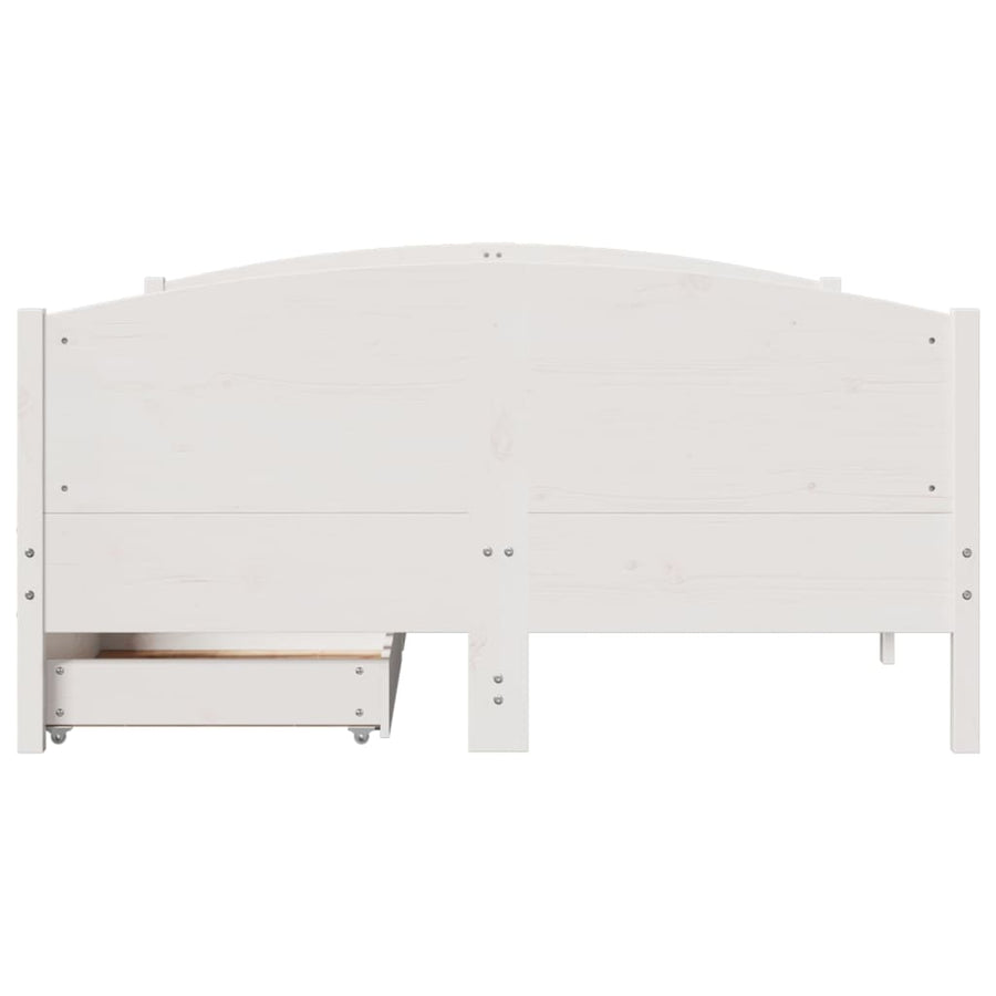 Bedframe zonder matras massief grenenhout wit 140x190 cm