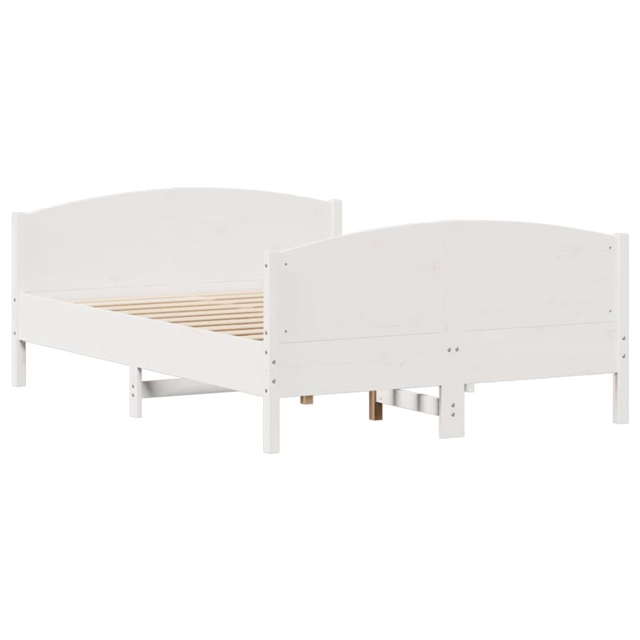 Bedframe zonder matras massief grenenhout wit 140x190 cm