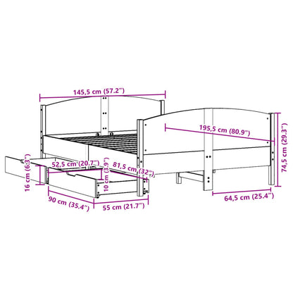 Bed met matras massief grenenhout wasbruin 140x190 cm