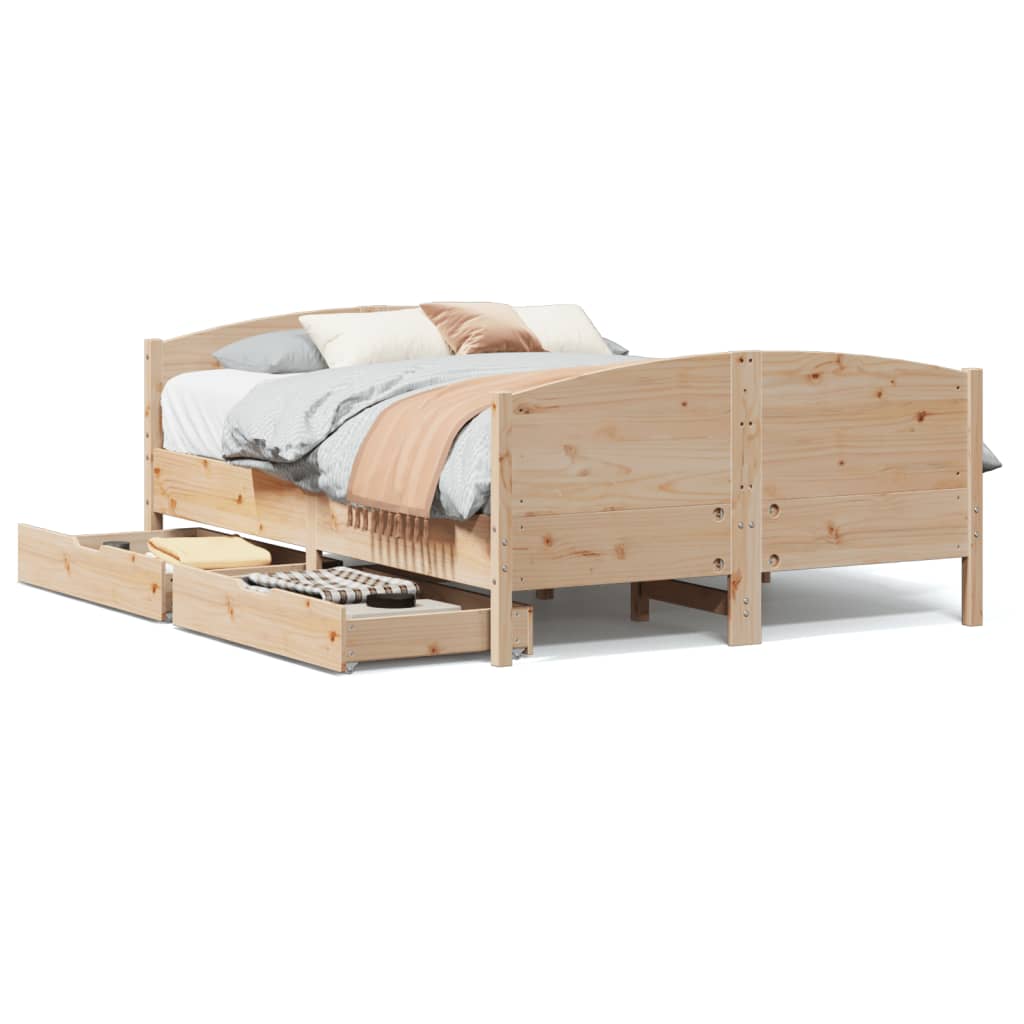 Bedframe zonder matras massief grenenhout 135x190 cm
