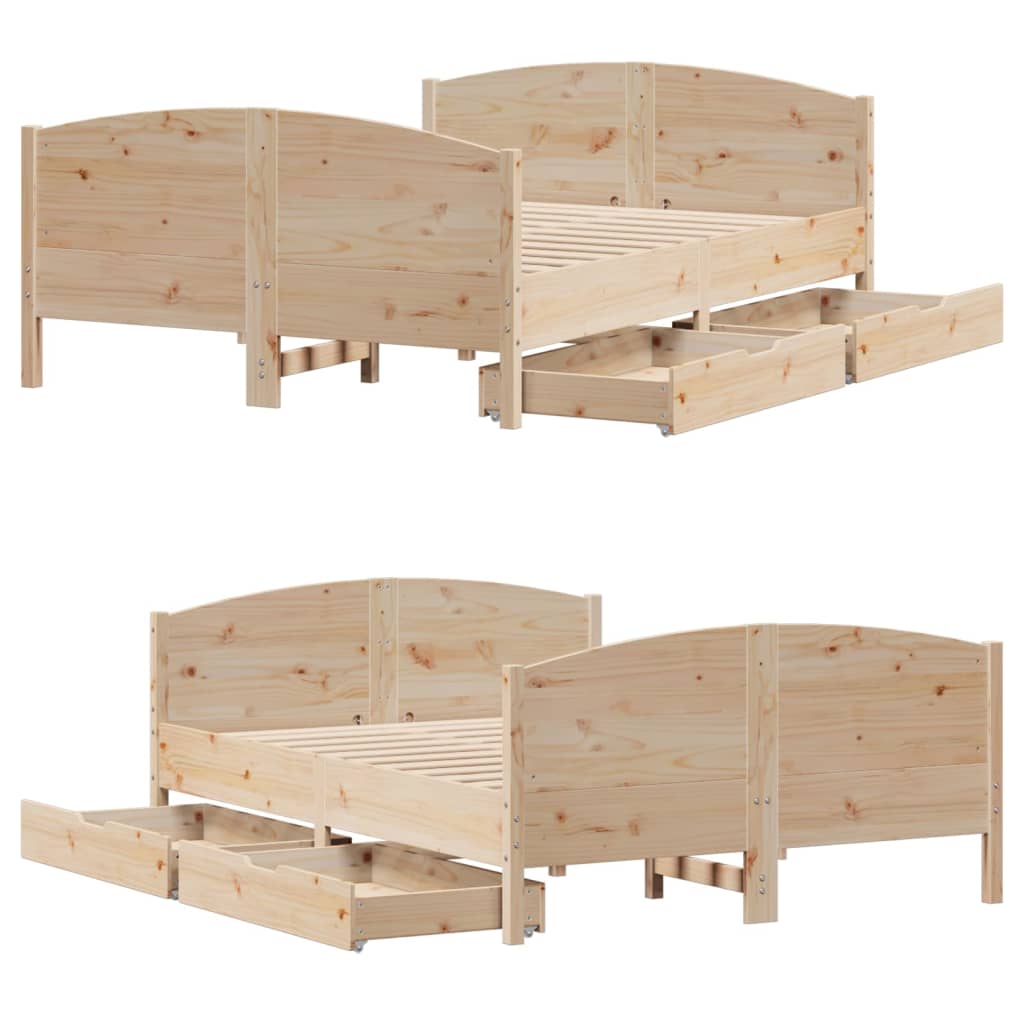 Bedframe zonder matras massief grenenhout 135x190 cm