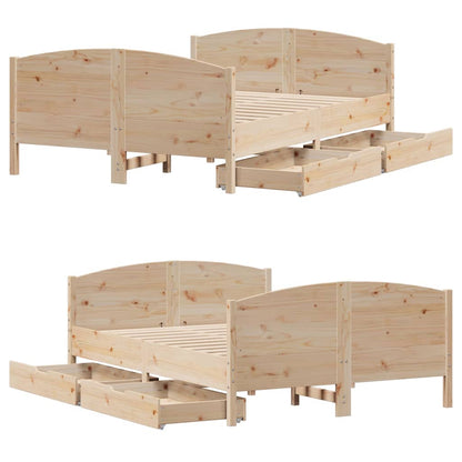 Bedframe zonder matras massief grenenhout 135x190 cm
