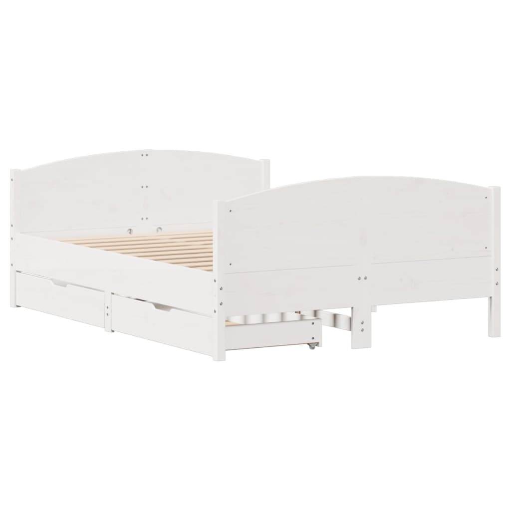 Bedframe zonder matras massief grenenhout wit 135x190 cm