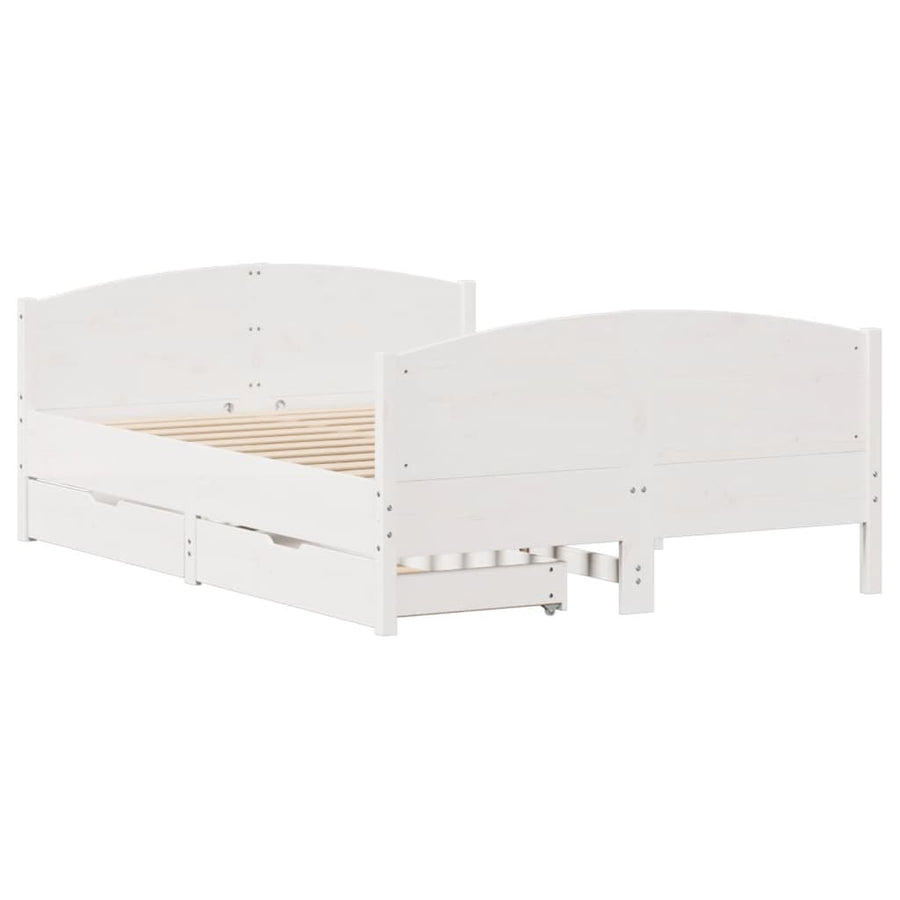 Bedframe zonder matras massief grenenhout wit 135x190 cm