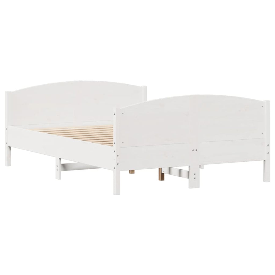 Bedframe zonder matras massief grenenhout wit 135x190 cm