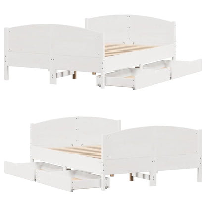 Bedframe zonder matras massief grenenhout wit 135x190 cm