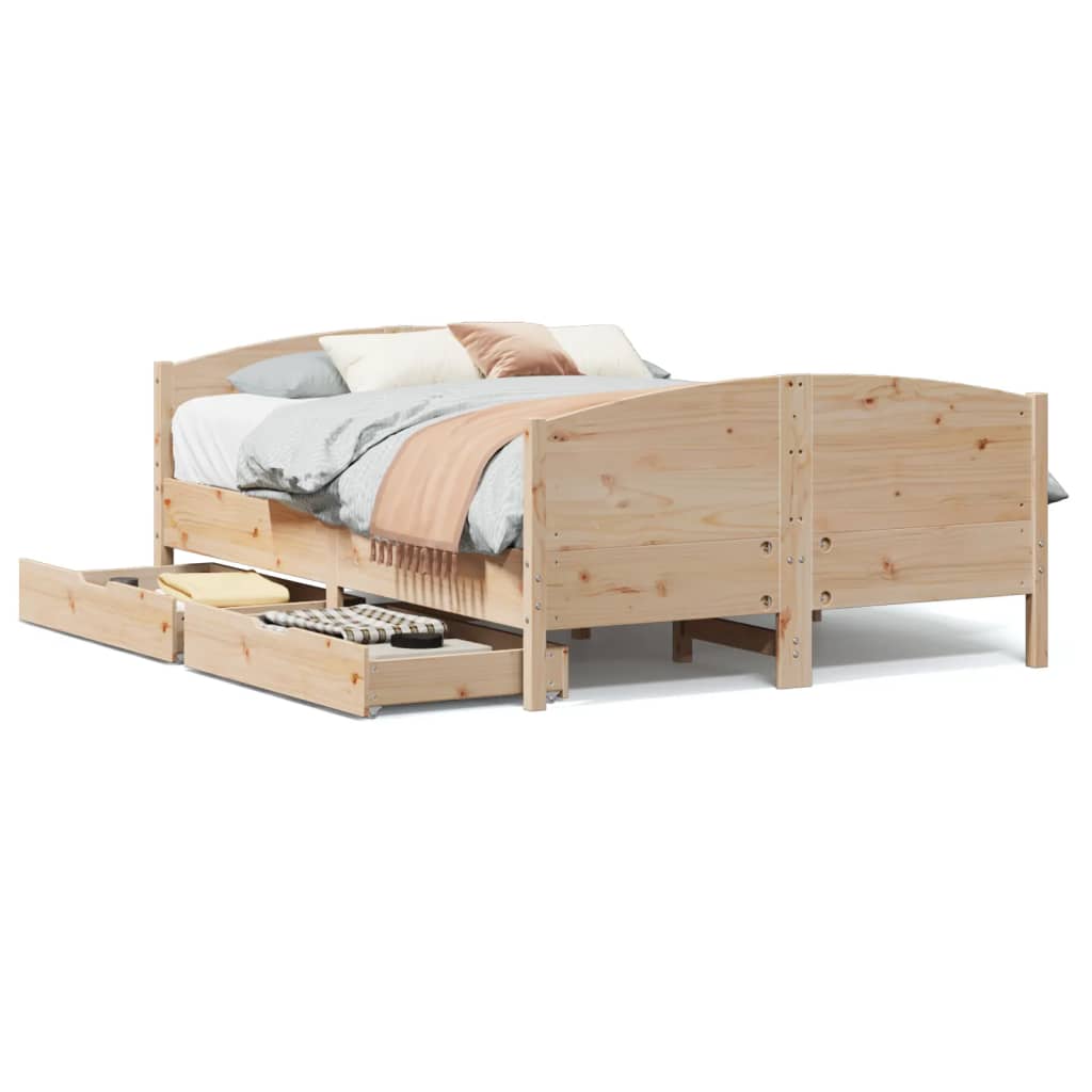 Bedframe zonder matras massief grenenhout 120x190 cm