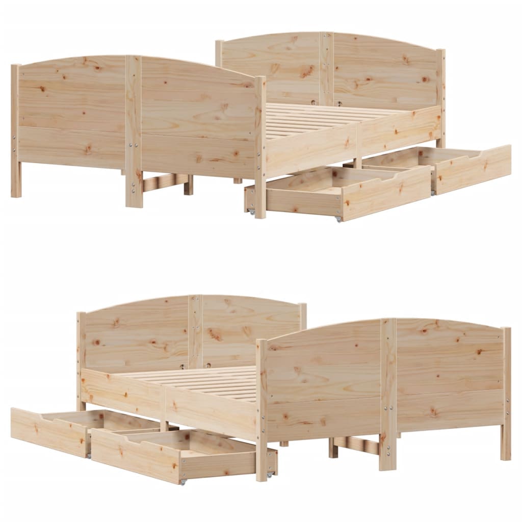Bedframe zonder matras massief grenenhout 120x190 cm