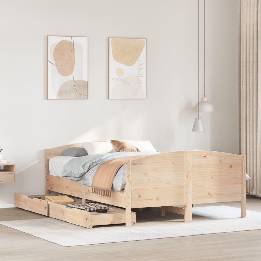 Bedframe zonder matras massief grenenhout 120x190 cm