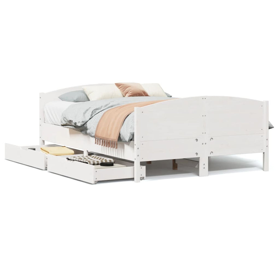 Bedframe zonder matras massief grenenhout wit 120x190 cm