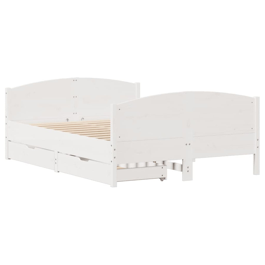 Bedframe zonder matras massief grenenhout wit 120x190 cm