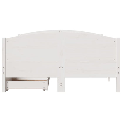 Bedframe zonder matras massief grenenhout wit 120x190 cm