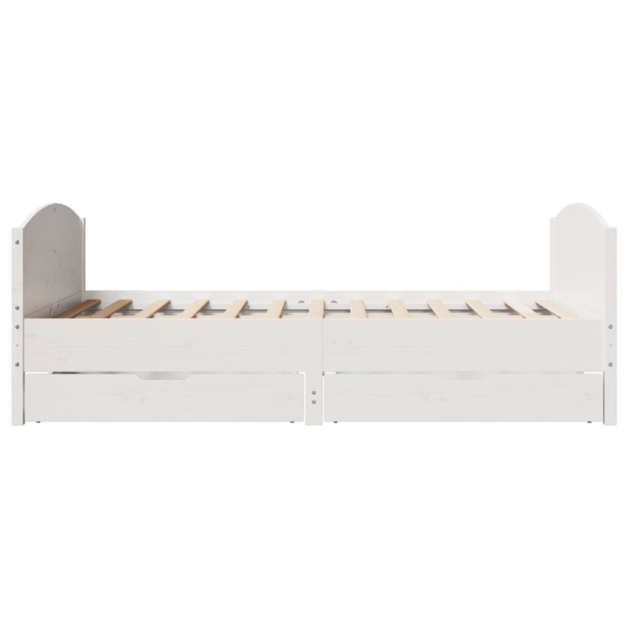 Bedframe zonder matras massief grenenhout wit 120x190 cm