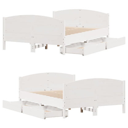 Bedframe zonder matras massief grenenhout wit 120x190 cm