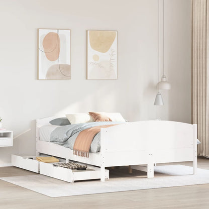 Bedframe zonder matras massief grenenhout wit 120x190 cm