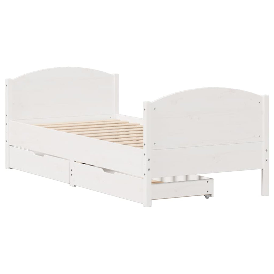 Bedframe zonder matras massief grenenhout wit 140x200 cm