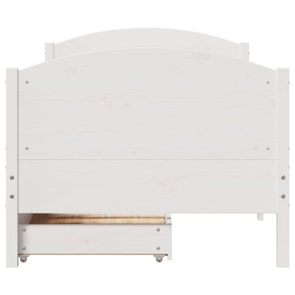 Bedframe zonder matras massief grenenhout wit 140x200 cm