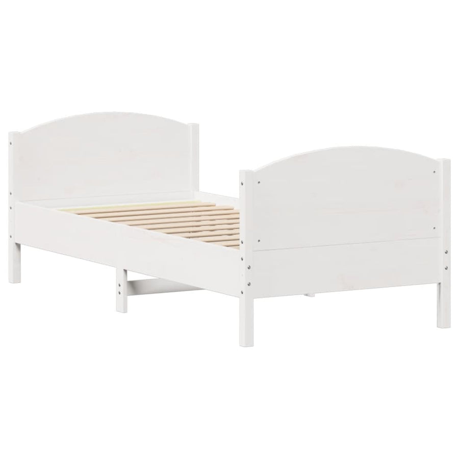 Bedframe zonder matras massief grenenhout wit 140x200 cm