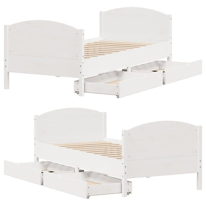 Bedframe zonder matras massief grenenhout wit 140x200 cm