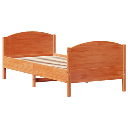 Bedframe zonder matras massief grenenhout wasbruin 100x200 cm