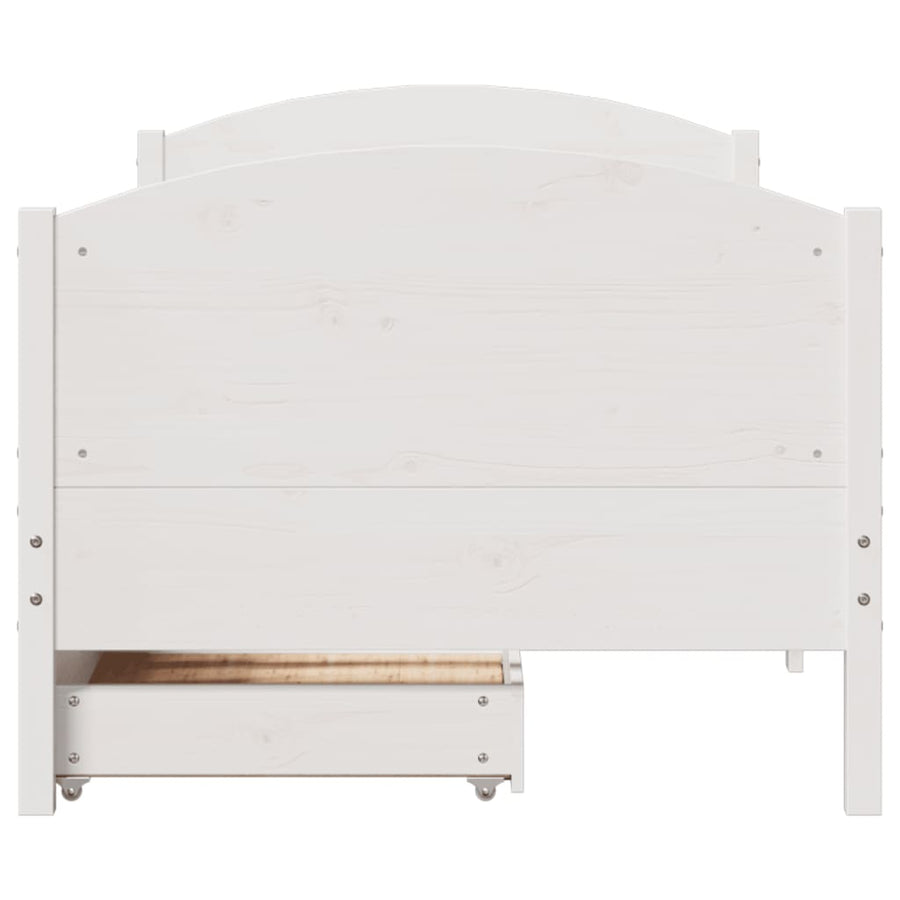 Bedframe zonder matras massief grenenhout wit 90x200 cm