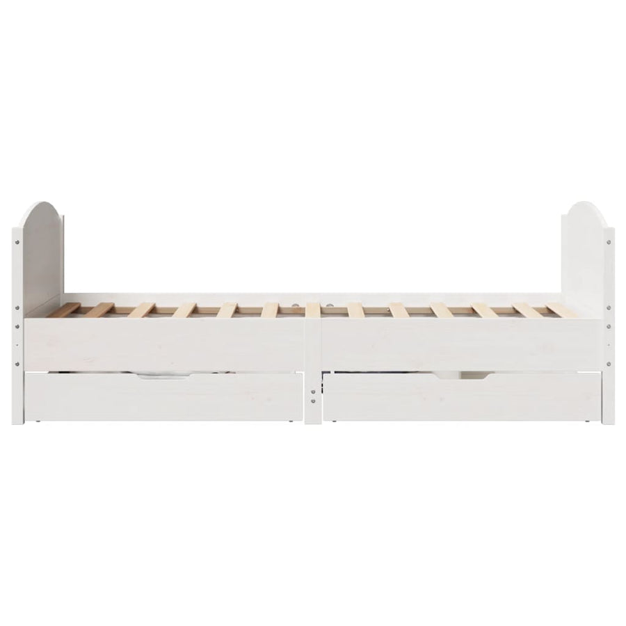 Bedframe zonder matras massief grenenhout wit 90x200 cm