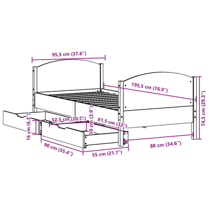 Bedframe zonder matras massief grenenhout 90x190 cm