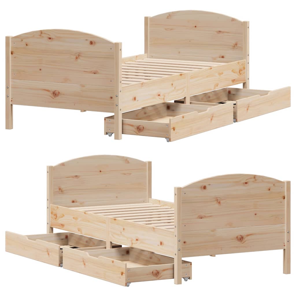 Bedframe zonder matras massief grenenhout 90x190 cm