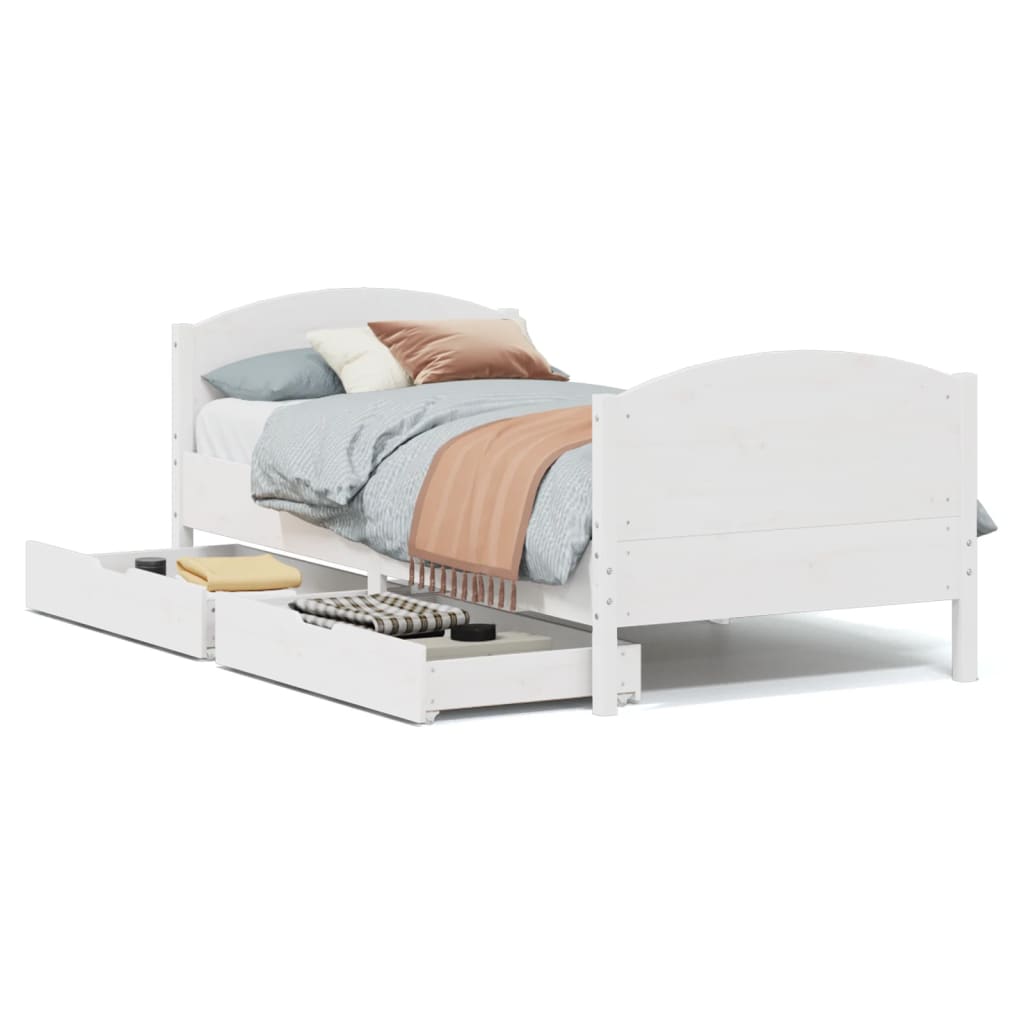 Bedframe zonder matras massief grenenhout wit 90x190 cm