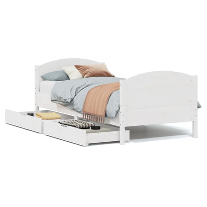 Bedframe zonder matras massief grenenhout wit 90x190 cm