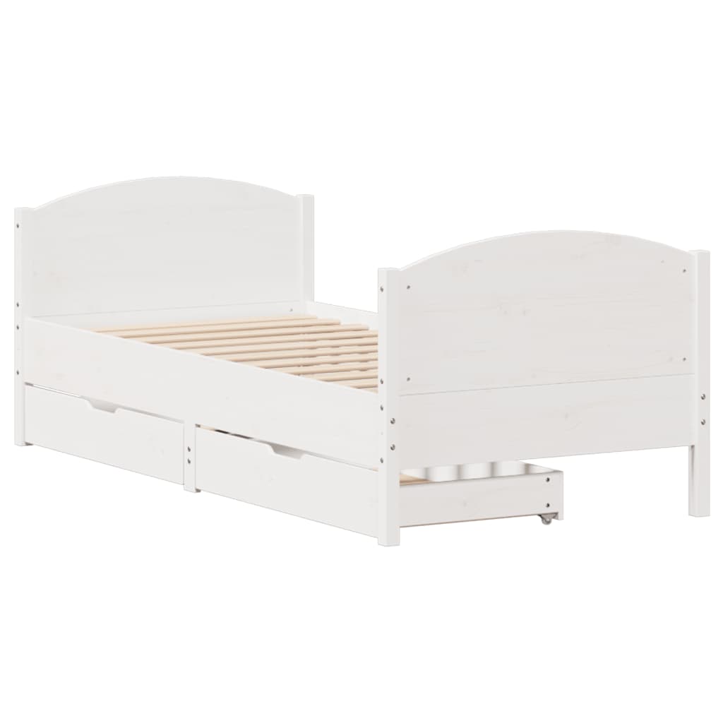 Bedframe zonder matras massief grenenhout wit 90x190 cm